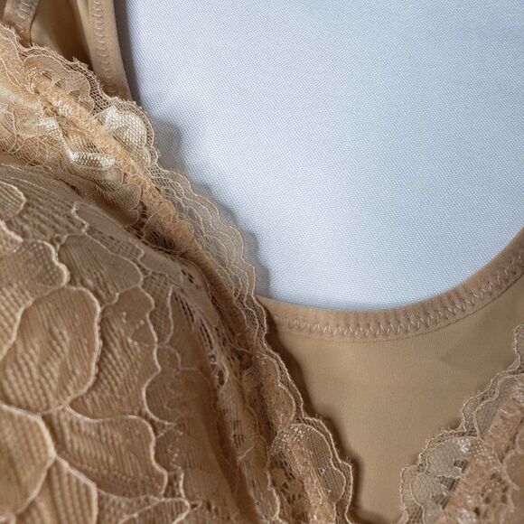 Womens LB Tan Lace Front Closure Padded Bra NWT 34DD - Picture 6 of 8